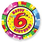 Шар Цифра (18"/46см) Круг 6 Happy birthday